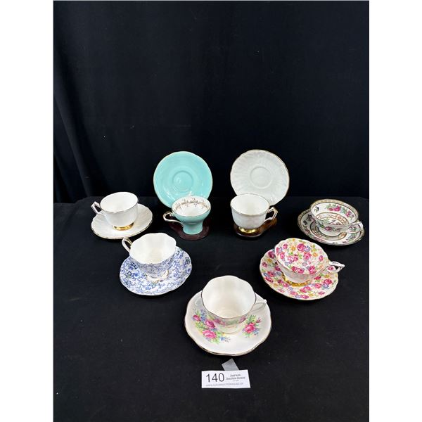Nice Lot of 7 Bone China Teacups and Saucers No Chips or Cracks, Aynsley, Royal Albert etc