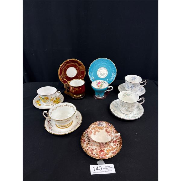 Nice Lot of 7 Bone China Teacups and Saucers No Chips or Cracks, Aynsley, Royal Albert etc