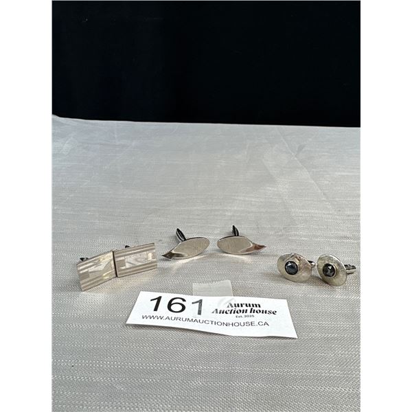 3 Pairs of Sterling Cufflinks