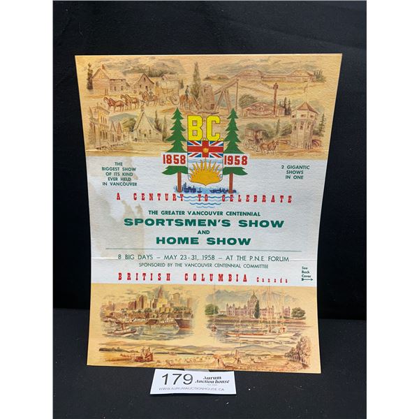 1958 B.C. Cenetnnial Sportsmens Show Brochure/Programme