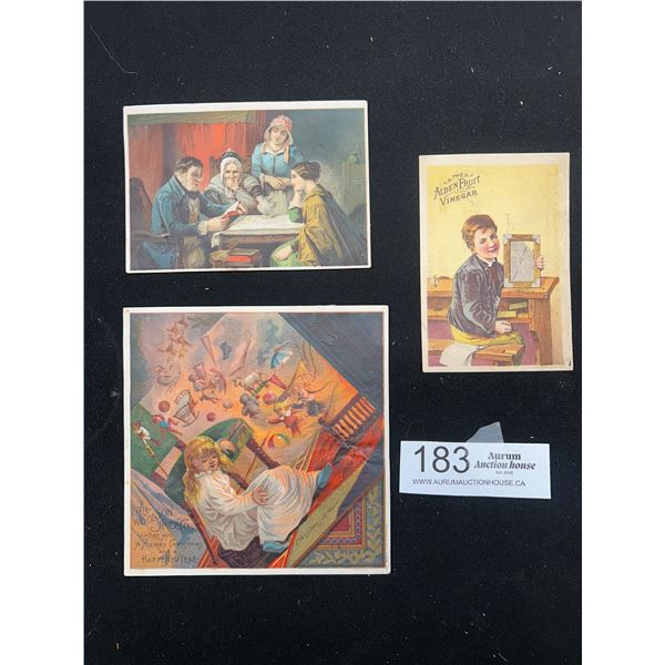 3 Early Advertising Trade Cards Circa 1890s