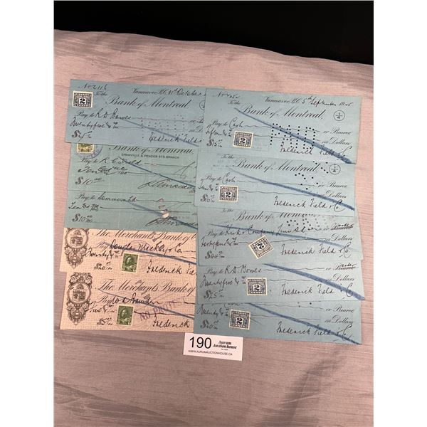 10 Vintage 1920s Vancouver Bank Cheques