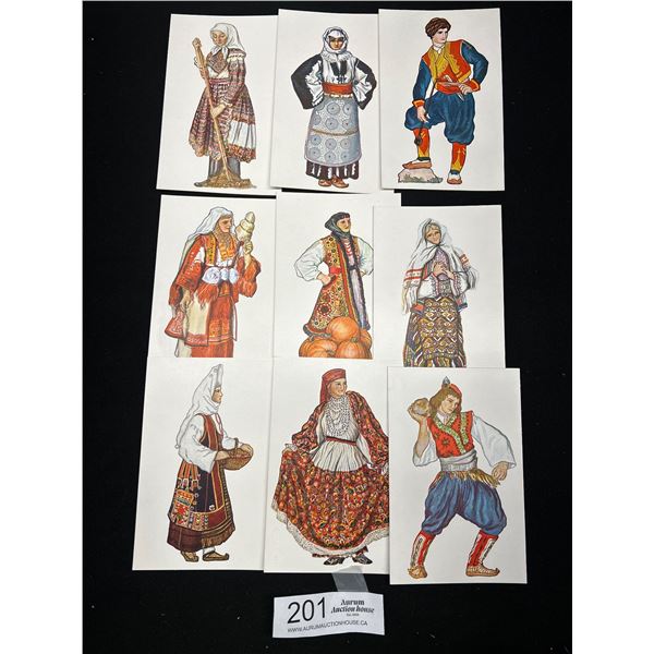 9 Vintage (Costume) Postcards