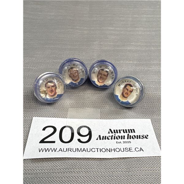 Lot of 4 1968/69 Post Cereal Marbles: Norm Ullman, Johnny Bower, Murray Oliver and Floyd Smith