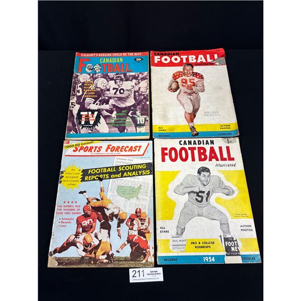 Lot of 4 Vintage Football Magazines Rare Annual 1954 and 1956 Canadian Football Illustrated