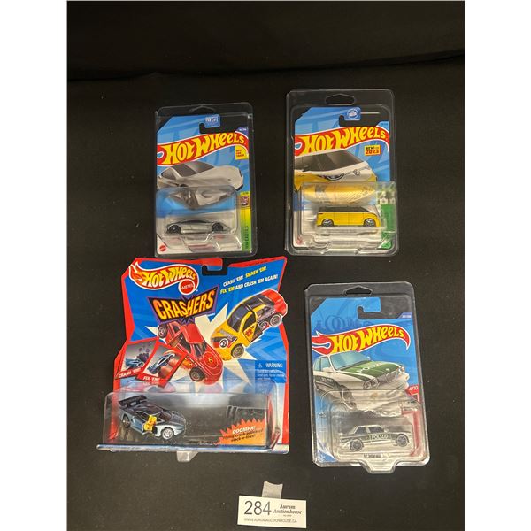 Lot of 4 New Hotwheels in Pkg Plus 3 in Protective outer Case