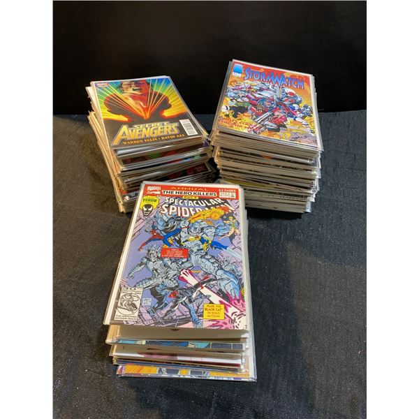 Large Mixed Lot of Marvel and DC Comic Books, Bagged