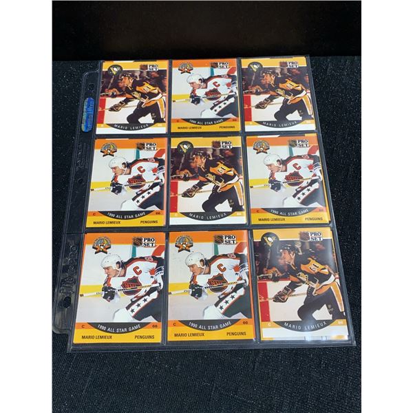 1990 Pro Set Mario Lemieux Hockey Card Lot (9 Cards)