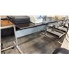 Image 4 : 2 UTILITY TABLES ~4-6' FT AND 2 GREY FAUX LEATHER TUFTED SIDE CHAIRS