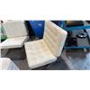 Image 4 : WHITE FAUX LEATHER BARCELONA STYLE LOUNGES AND VELVET STORAGE OTTOMAN