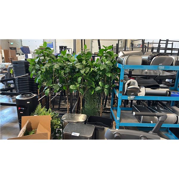 COMMERCIAL WATER DISPENSER COOLER TOWER + FAUX OFFICE PLANTS, WASTE RECEPTACLE & MORE