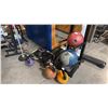 Image 2 : COMMERCIAL FACILITY LOT: WIDE MASSAGE TABLE, MEDICINE BALL RACK, KETTLEBELLS, OLYMPIC BARS GRIPS