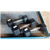Image 4 : ASSORTED DUMBBELLS WITH RUBBER EXTERIOR FROM 25LBS TO 5LBS