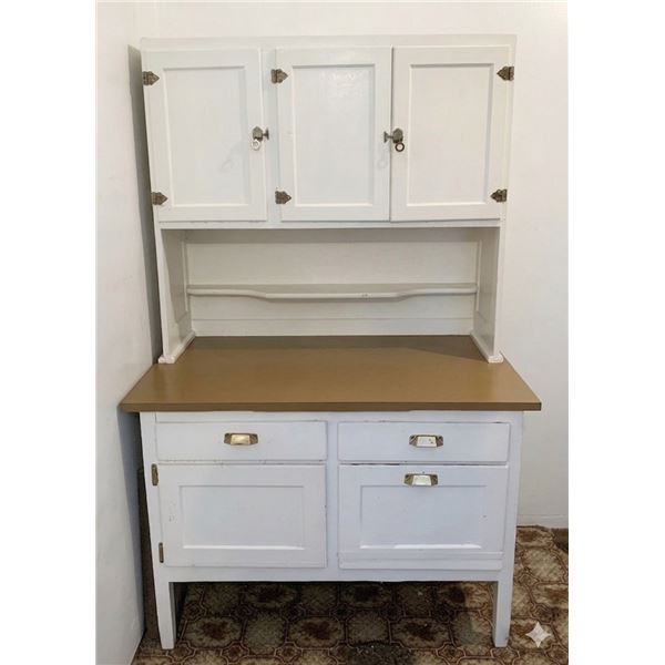 Antique White Wooden Kitchen Hoosier Cabinet
