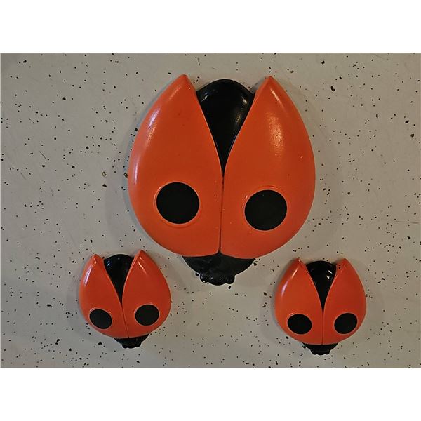 3 Ladybug MCM Vintage Chalkware Wall Hangars