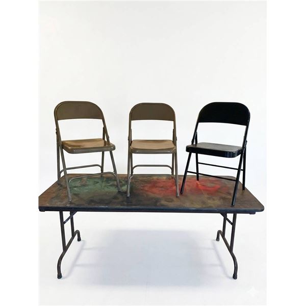 3 Metal Folding Chairs with 6ft folding table