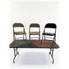Image 1 : 3 Metal Folding Chairs with 6ft folding table