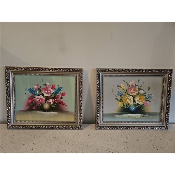Vintage Framed Floral Still Life Paintings