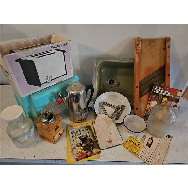 Vintage Kitchenware Lot with Cabbage Cutter