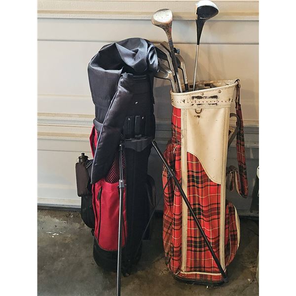 Two Golf Bags with Mixed Golf Clubs