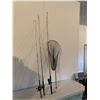 Image 1 : Fishing Rods, Reels, Net, and Flies Lot
