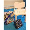 Image 1 : Foot spa, hair dryer, and shower chair set
