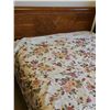 Image 2 : Antique Wooden Double Bed Frame with Mattress & Bedding Vintage with Metal Caster feet