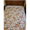 Image 5 : Antique Wooden Double Bed Frame with Mattress & Bedding Vintage with Metal Caster feet