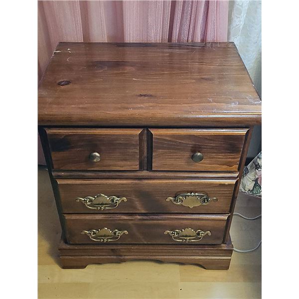 Wooden Four-Drawer Chest with Brass Handles