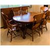 Image 1 : Beautiful Solid Oak Dining Table With Stunning Claw Feet, Leaf with 6 Matching Chairs
