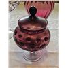 Image 2 : Trio of Cranberry Glass Lidded Dishes