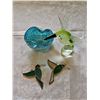 Image 5 : Glass Art Lot: Hummingbird blown glass dish