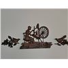 Image 1 : Bronze Finish Wall Decor Set Spinning Wheel Copper craft