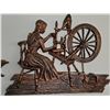 Image 3 : Bronze Finish Wall Decor Set Spinning Wheel Copper craft