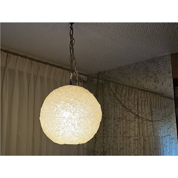Vintage 70s Hanging Swag Lucite Spaghetti Globe Pendant Light-Working 