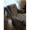 Image 3 : Upholstered Swivel Rocker  Armchair with Wooden Accents