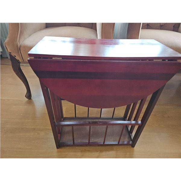Wooden Drop-Leaf Magazine Rack Table