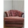 Image 4 : Charming Pink Vintage Upholstered Armchair with Wooden Accents