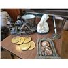 Image 1 : Decorative Figurines Plaques Coin Lot with MCM Side Table