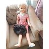 Image 1 : Large Vintage Blonde Doll in Red Striped Dress