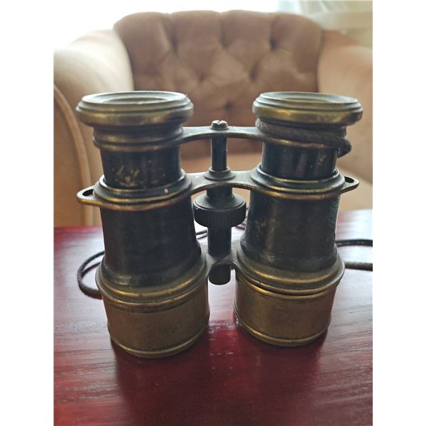 Vintage Brass and Leather  Binoculars, Spy on Your Neighbors in Style!