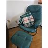 Image 1 : Green Faux Leather Swivel Chair and Ottoman