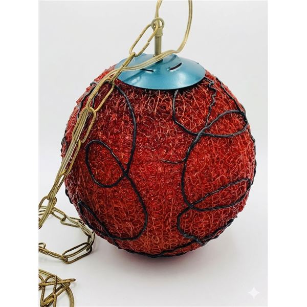 Red Lucite Spaghetti Swag Lamp Pendant 1970s