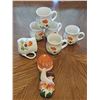 Image 1 : Vintage Set of Five Ceramic Mushroom Mugs with Spoon Holder