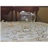 Image 1 : Etched Glass Pitcher With Eight Goblets