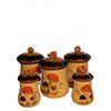 Image 1 : Set of Five Vintage Hand Painted Ceramic Mushroom Canisters