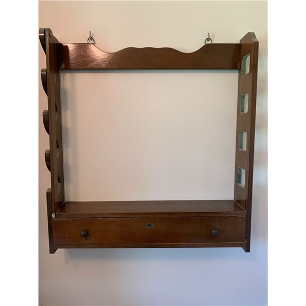 Wall-Mounted Wooden Gun Display Shelf with Drawer