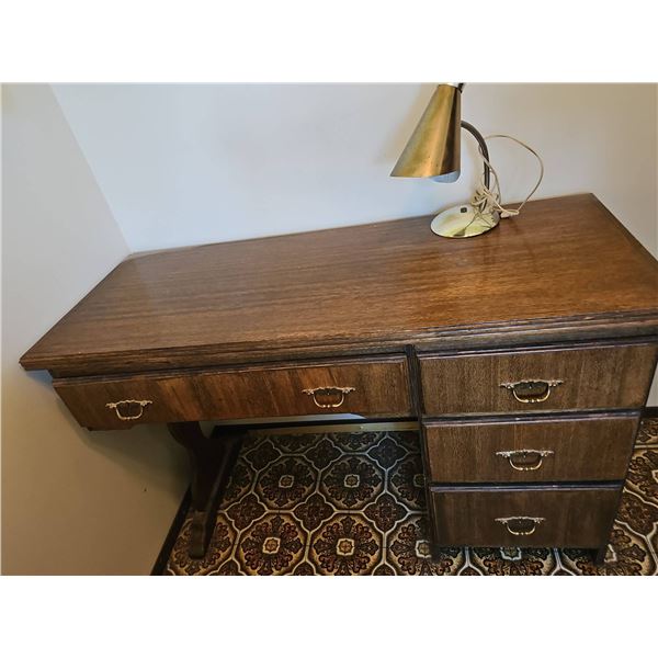Wooden Desk with Five Drawers