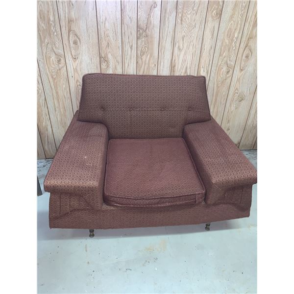 Midcentury Brown Upholstered Armchair