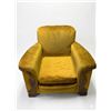 Image 1 : Vintage MCM Mustard Velvet Armchair with Wood Accents